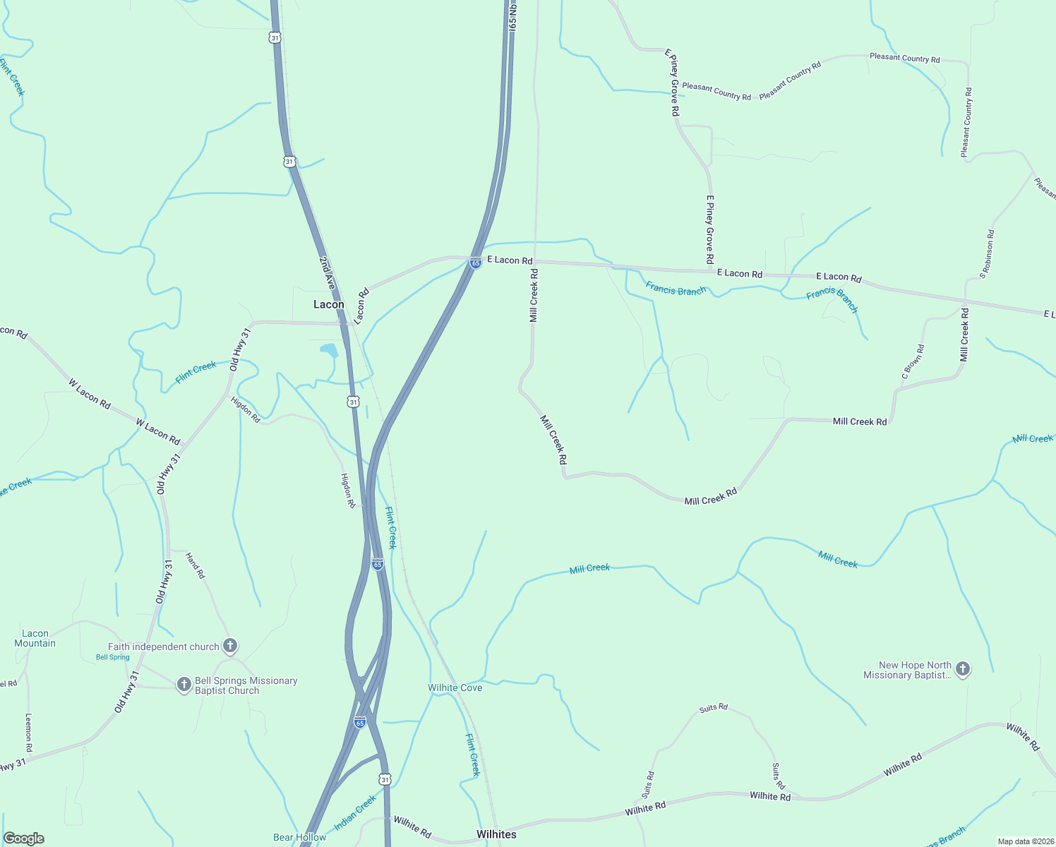 map of restaurants, bars, coffee shops, grocery stores, and more near 801 Mill Creek Road in Falkville
