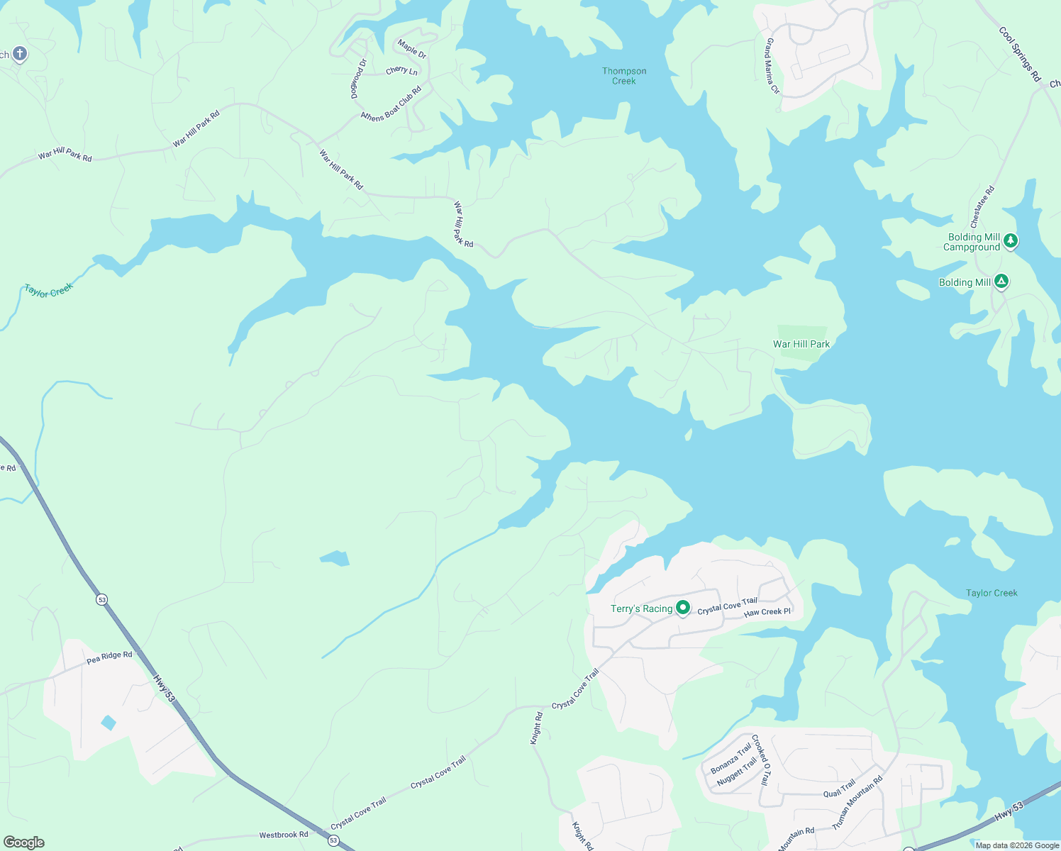 map of restaurants, bars, coffee shops, grocery stores, and more near 7325 Nichols Cove Dr in Dawsonville