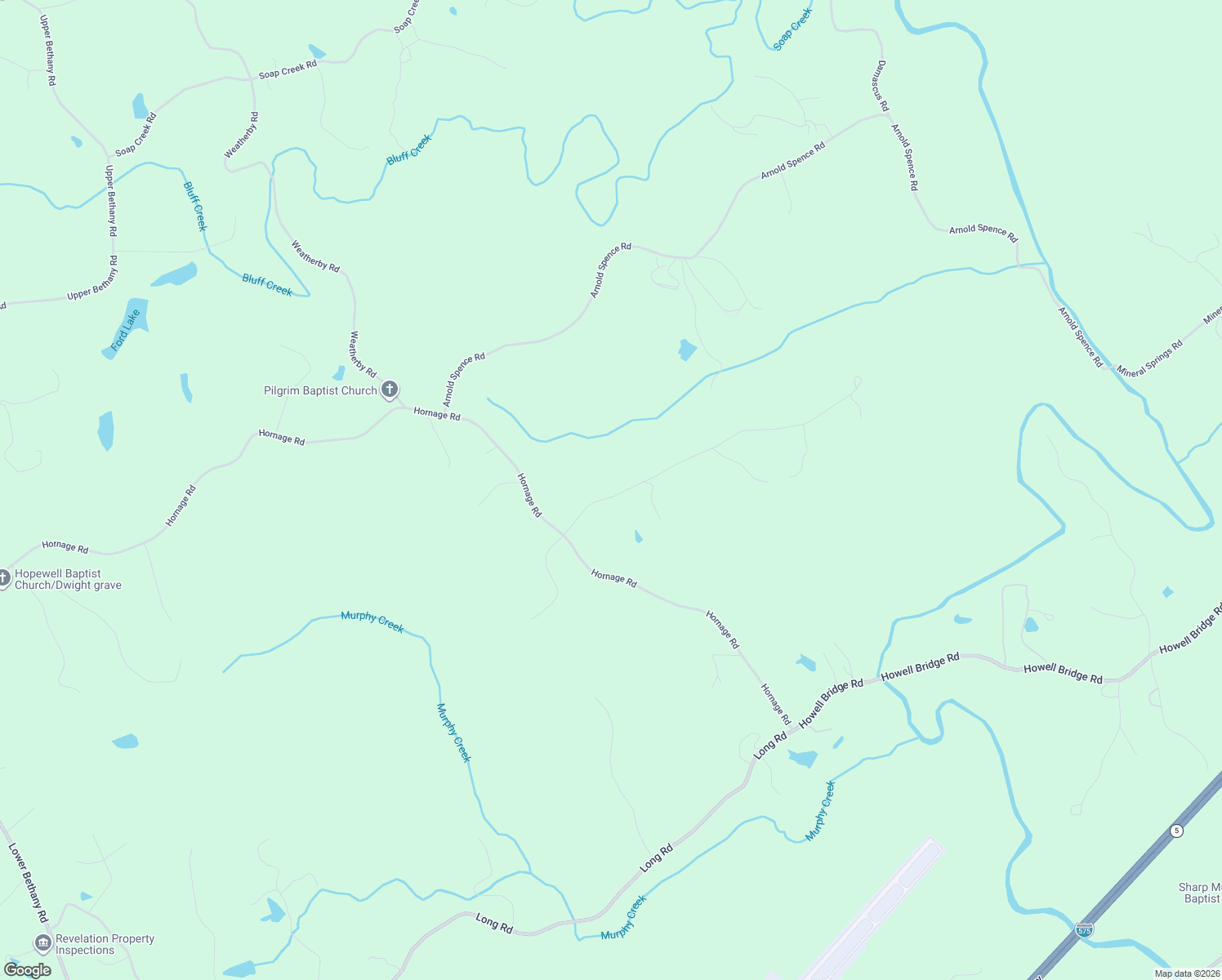 map of restaurants, bars, coffee shops, grocery stores, and more near 285 Old Hornage Road in Ball Ground