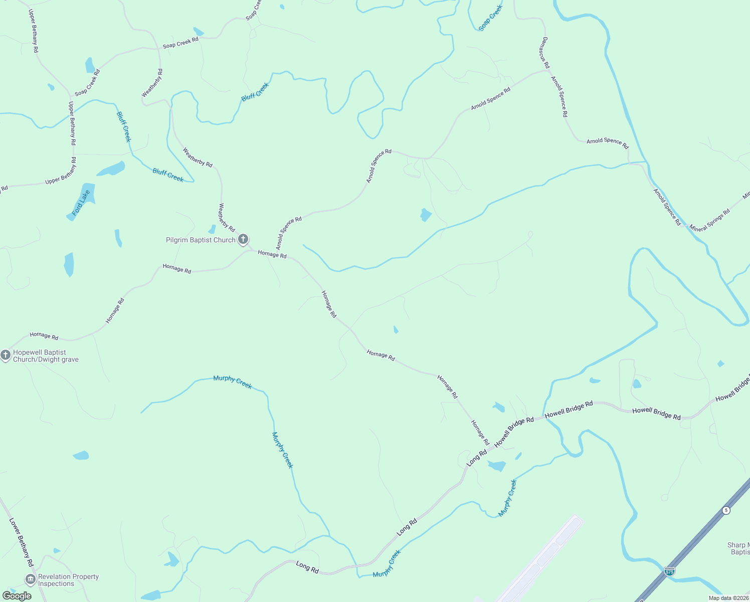 map of restaurants, bars, coffee shops, grocery stores, and more near 285 Old Hornage Road in Ball Ground