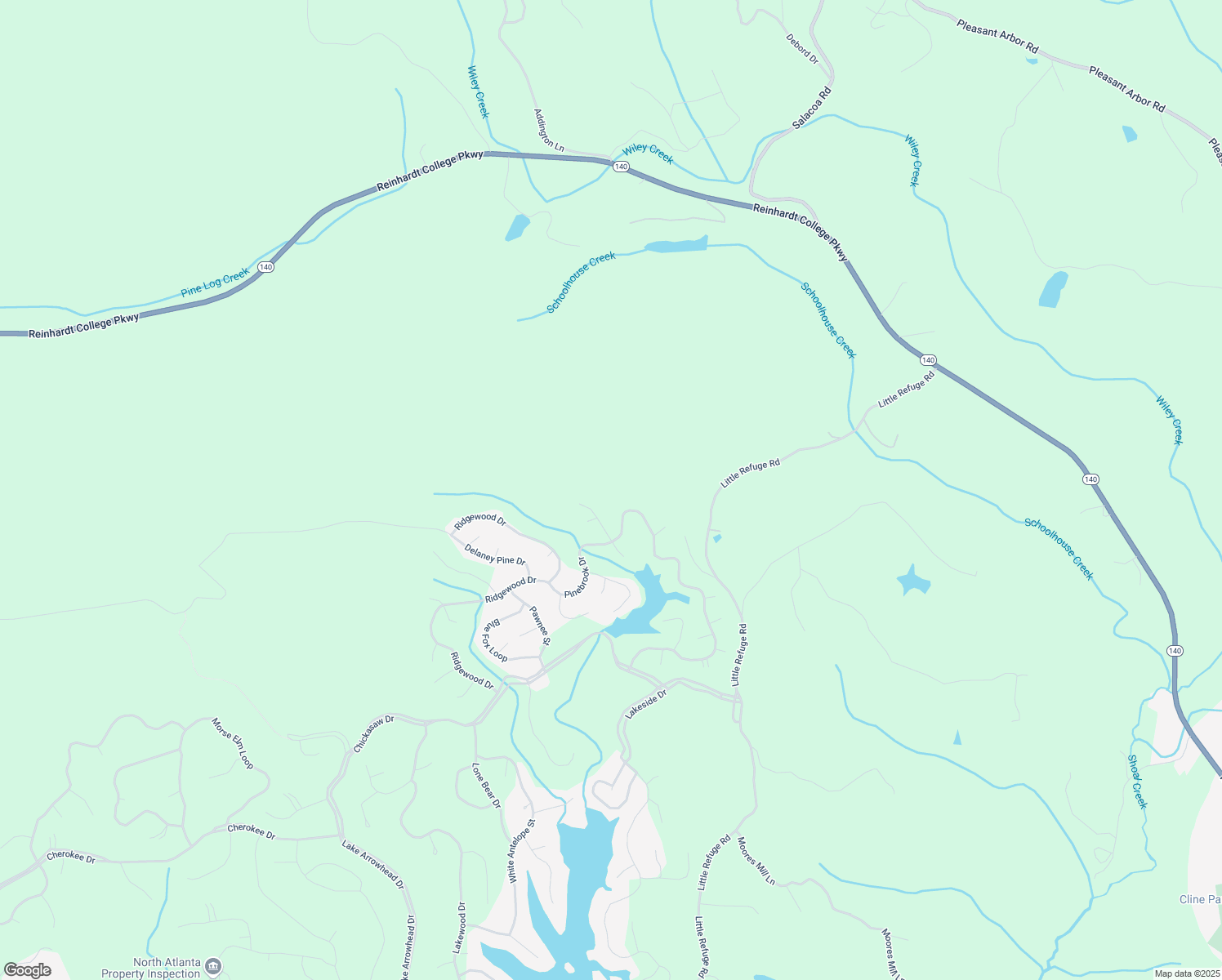 map of restaurants, bars, coffee shops, grocery stores, and more near 9190 Fincher Road in Waleska