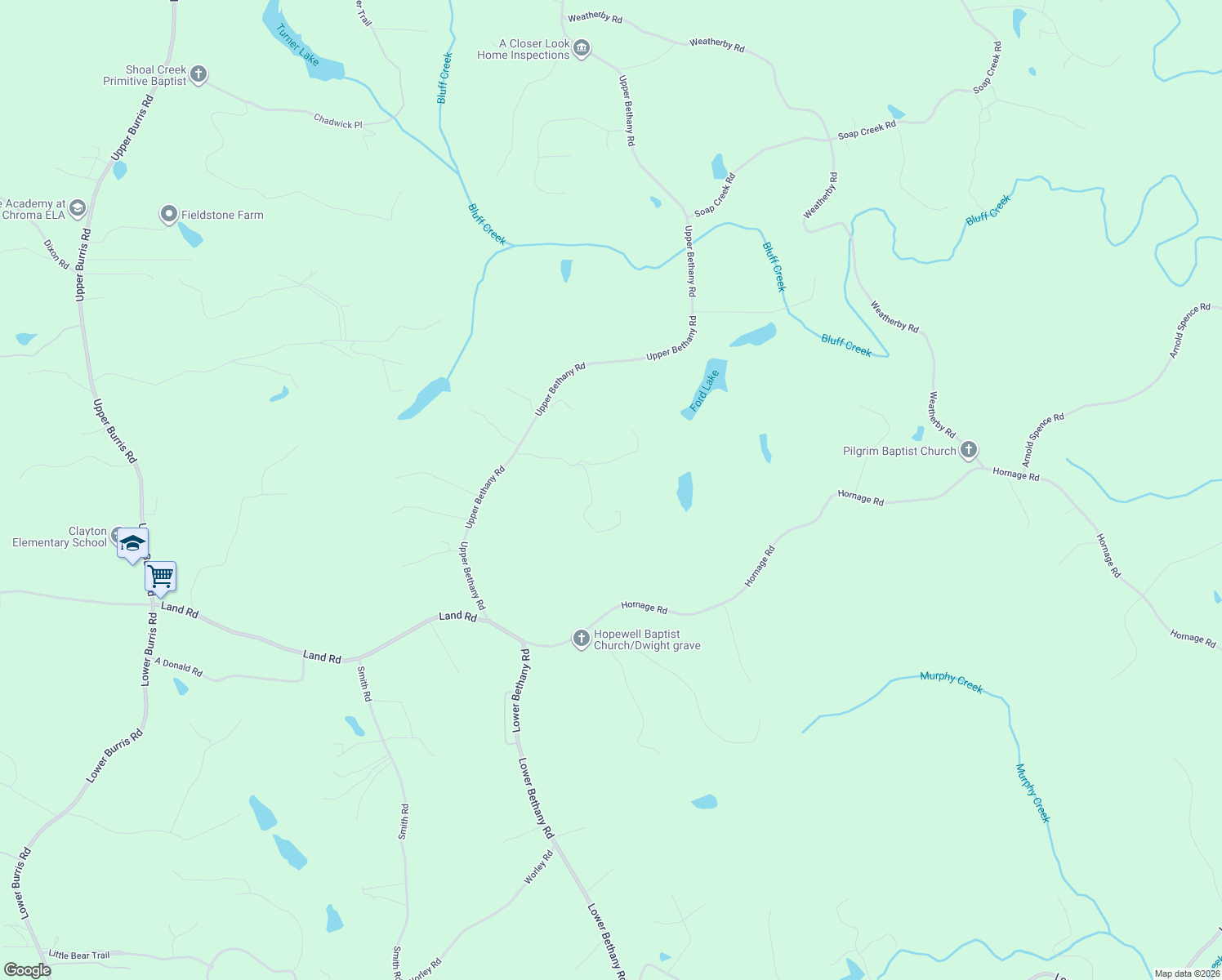 map of restaurants, bars, coffee shops, grocery stores, and more near 975 Blackberry Trail in Ball Ground