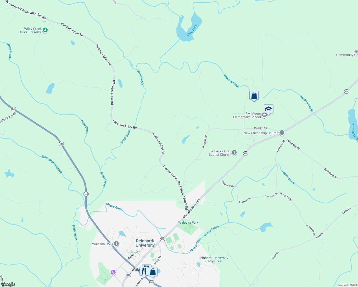 map of restaurants, bars, coffee shops, grocery stores, and more near 609 Old McCoy Place in Waleska