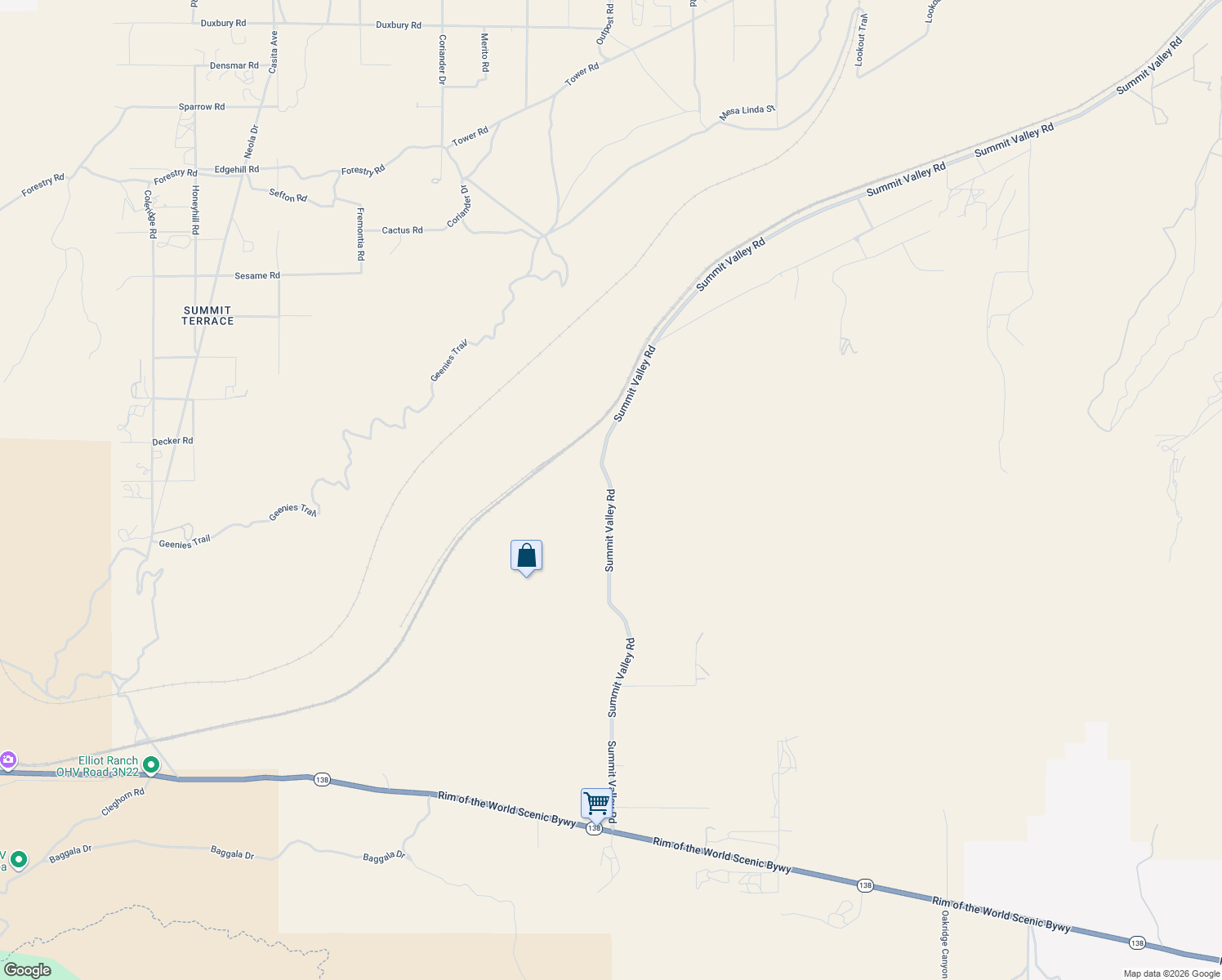 map of restaurants, bars, coffee shops, grocery stores, and more near 9806 Summit Valley Road in Hesperia