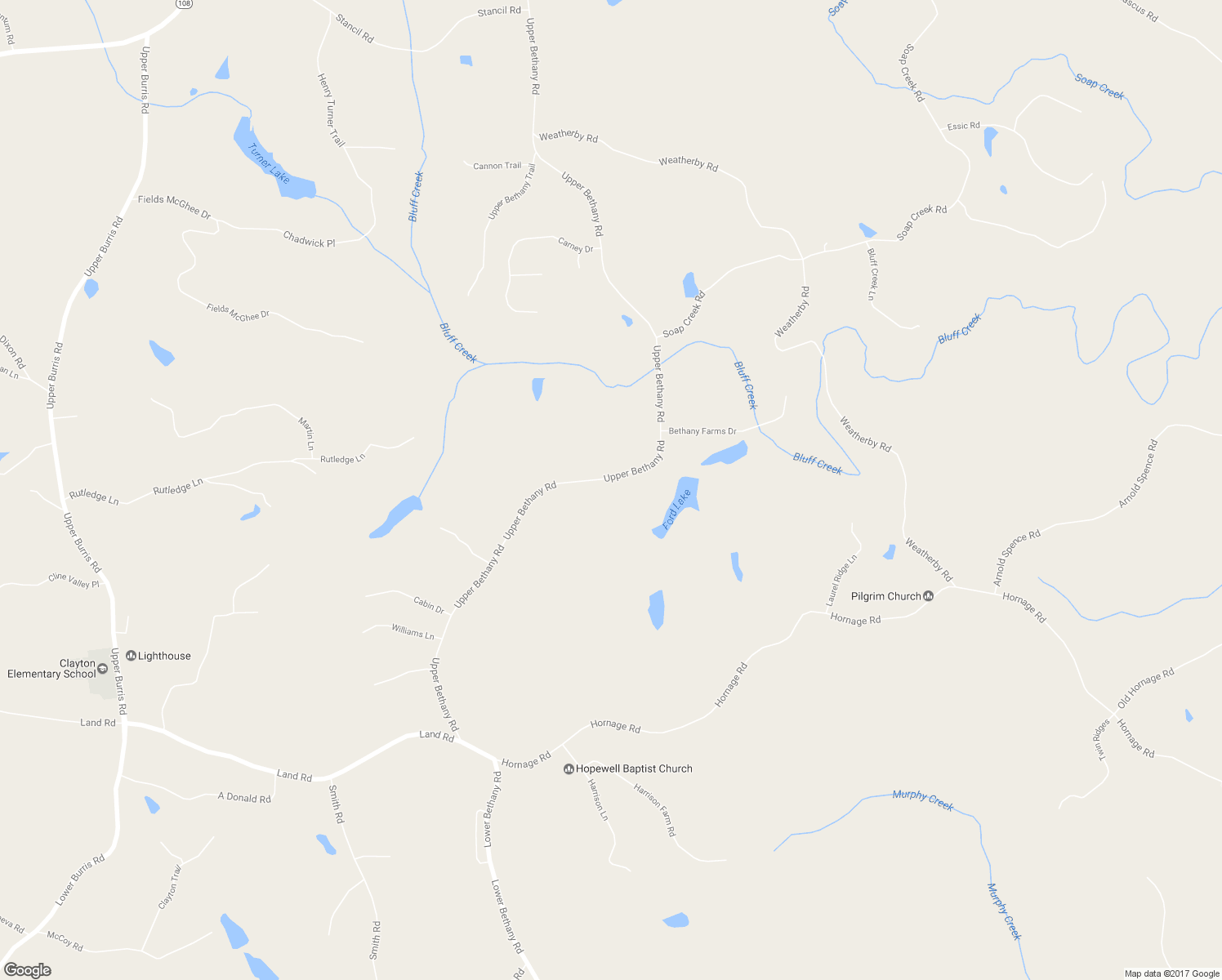 map of restaurants, bars, coffee shops, grocery stores, and more near 1282 Upper Bethany Road in Ball Ground