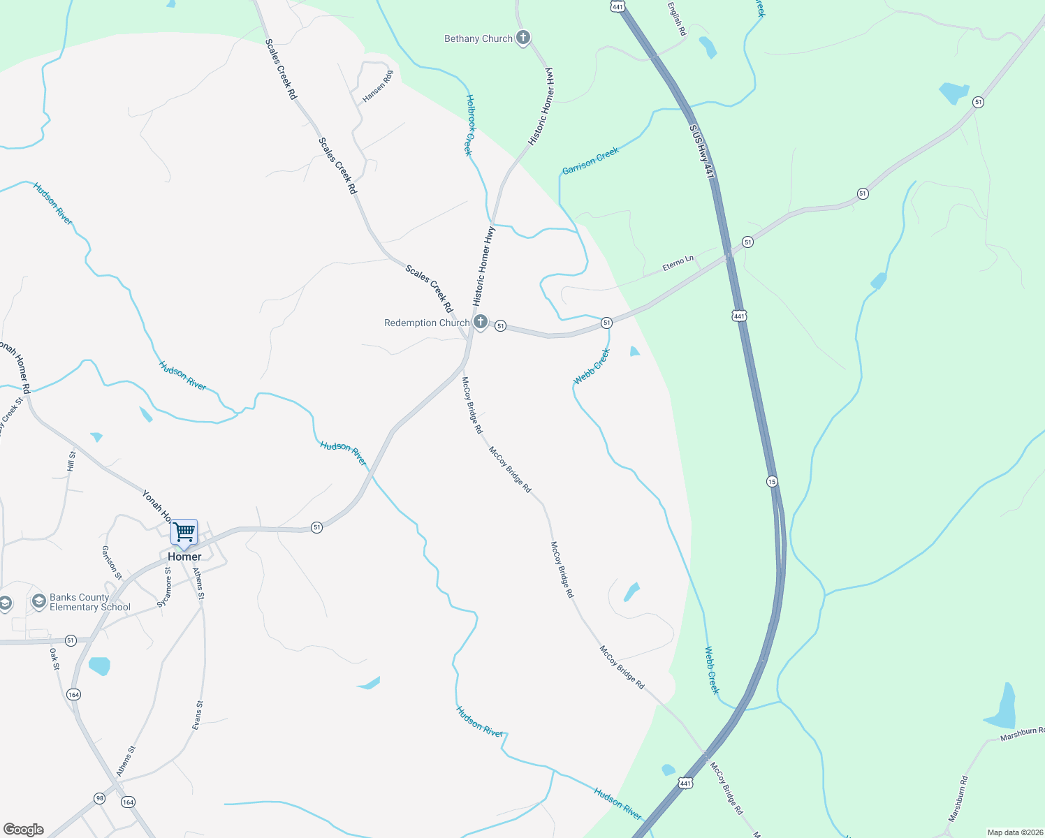 map of restaurants, bars, coffee shops, grocery stores, and more near 116 McCoy Bridge Road in Homer