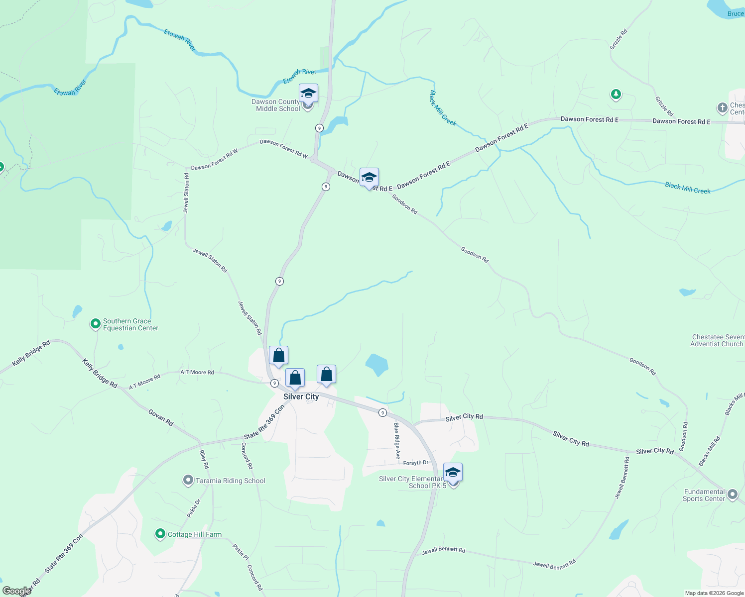 map of restaurants, bars, coffee shops, grocery stores, and more near 6750 Hannah Drive in Cumming