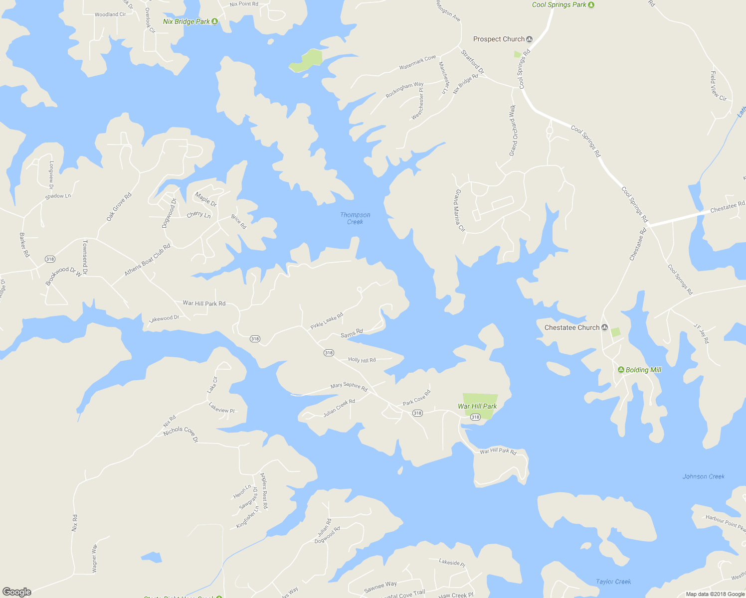 map of restaurants, bars, coffee shops, grocery stores, and more near 308 Pirkle Leake Road in Dawsonville