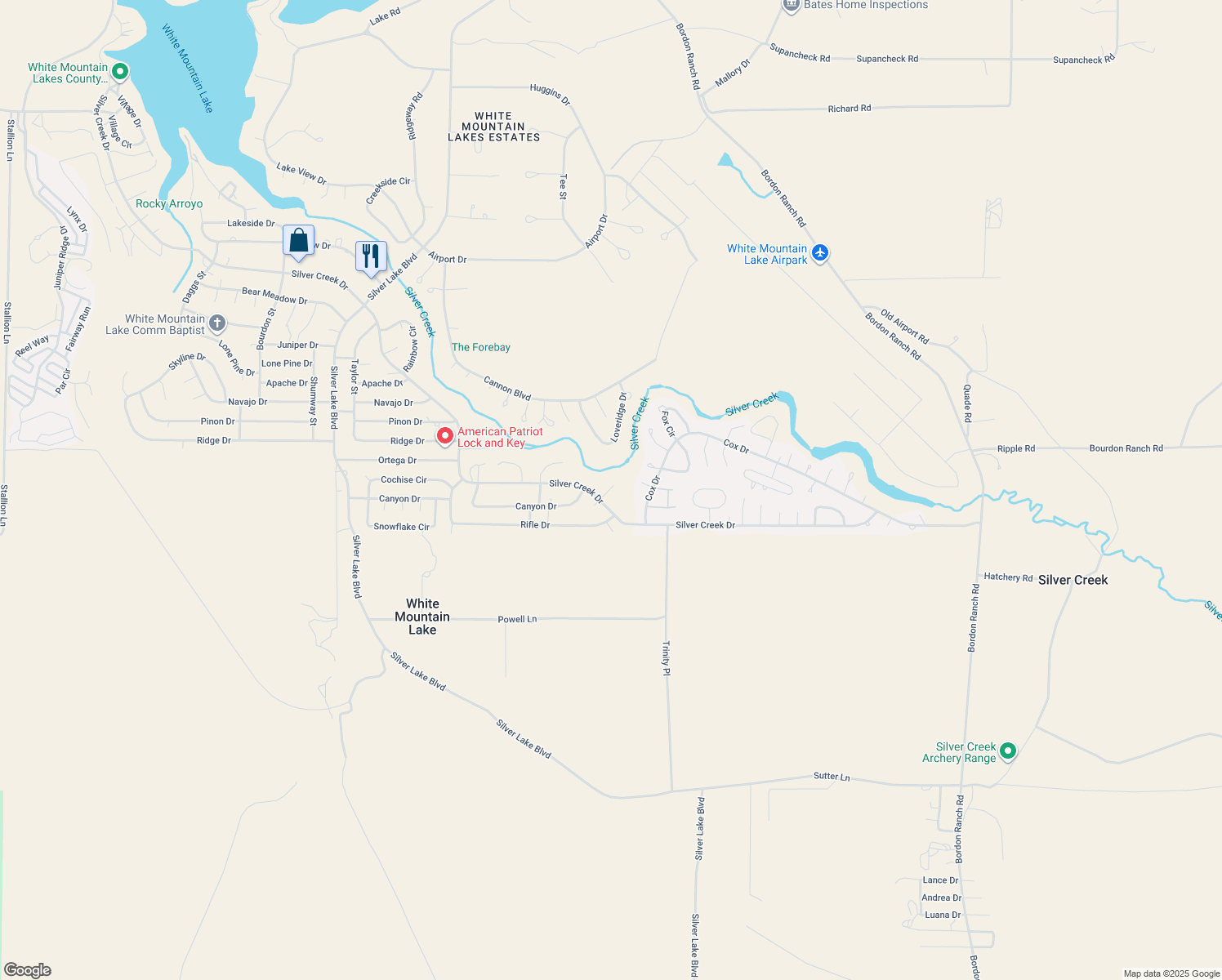 map of restaurants, bars, coffee shops, grocery stores, and more near 1788 Shad Place in Show Low