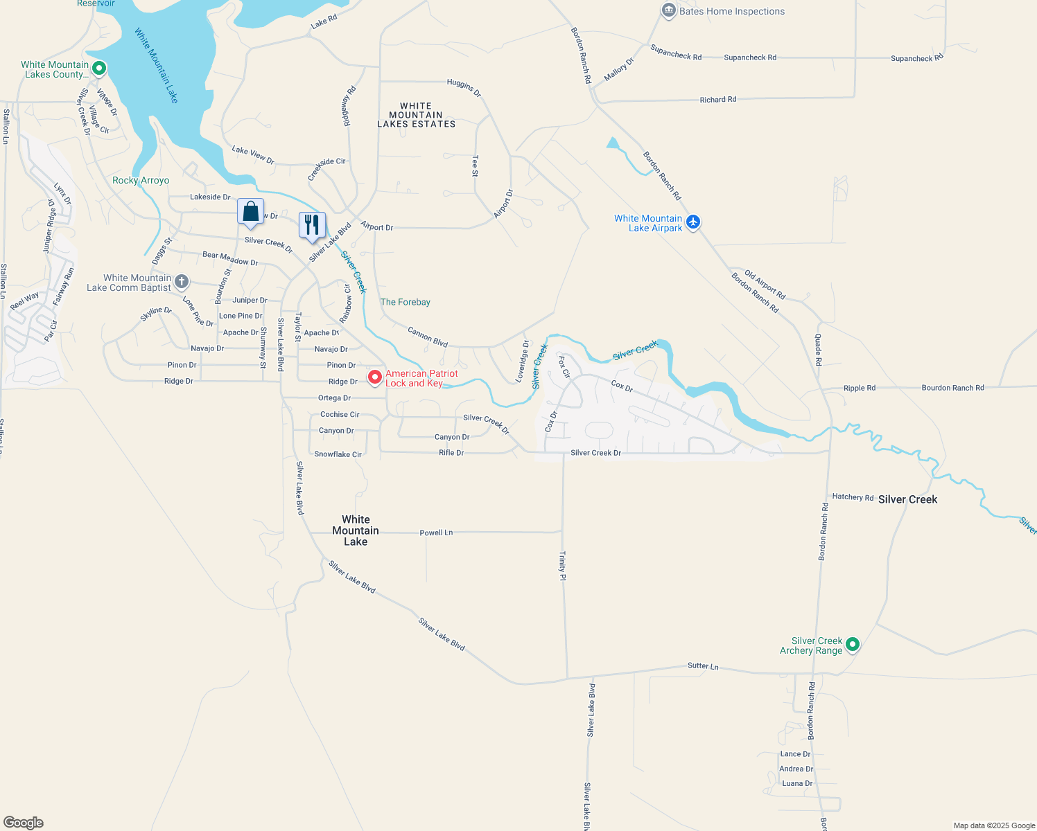 map of restaurants, bars, coffee shops, grocery stores, and more near 1788 Shad Place in Show Low