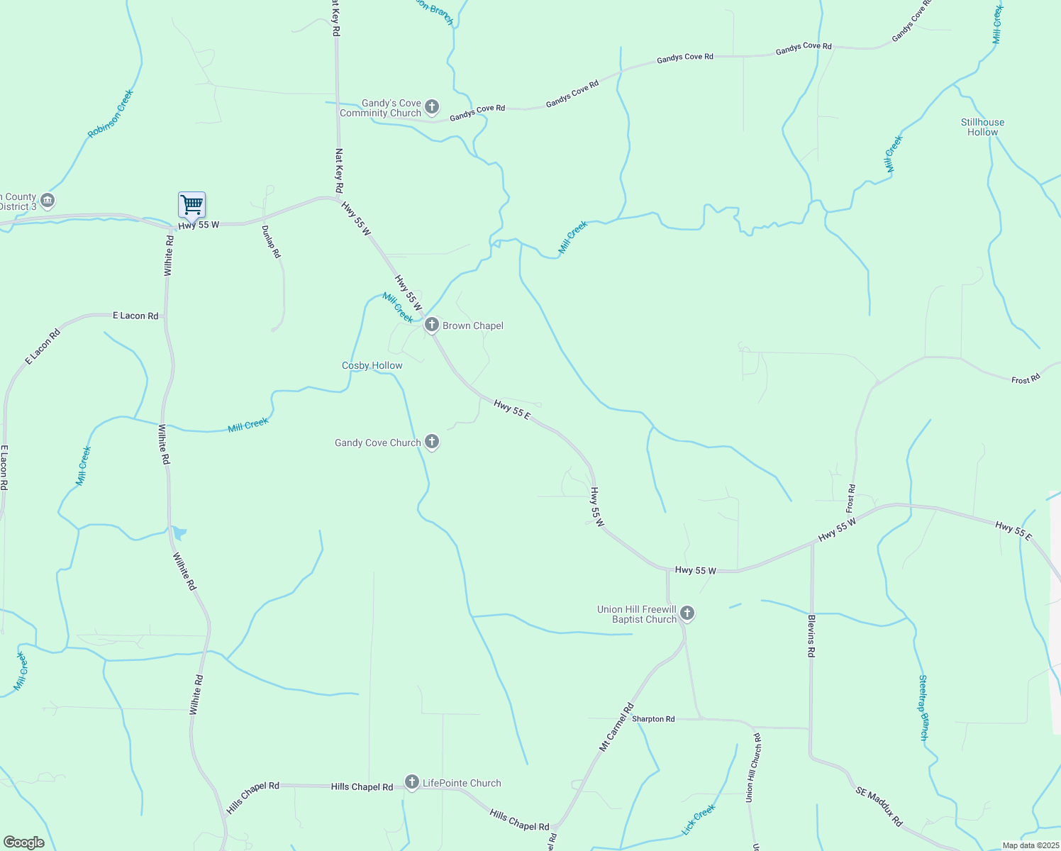 map of restaurants, bars, coffee shops, grocery stores, and more near 2741 Highway 55 West in Falkville