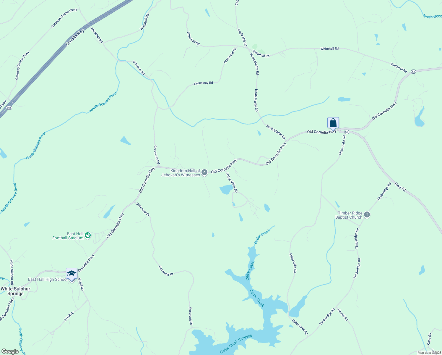 map of restaurants, bars, coffee shops, grocery stores, and more near 4050 Old Cornelia Highway in Gainesville