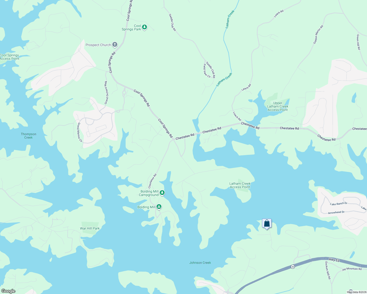 map of restaurants, bars, coffee shops, grocery stores, and more near 3814 Chestatee Cut Off in Gainesville