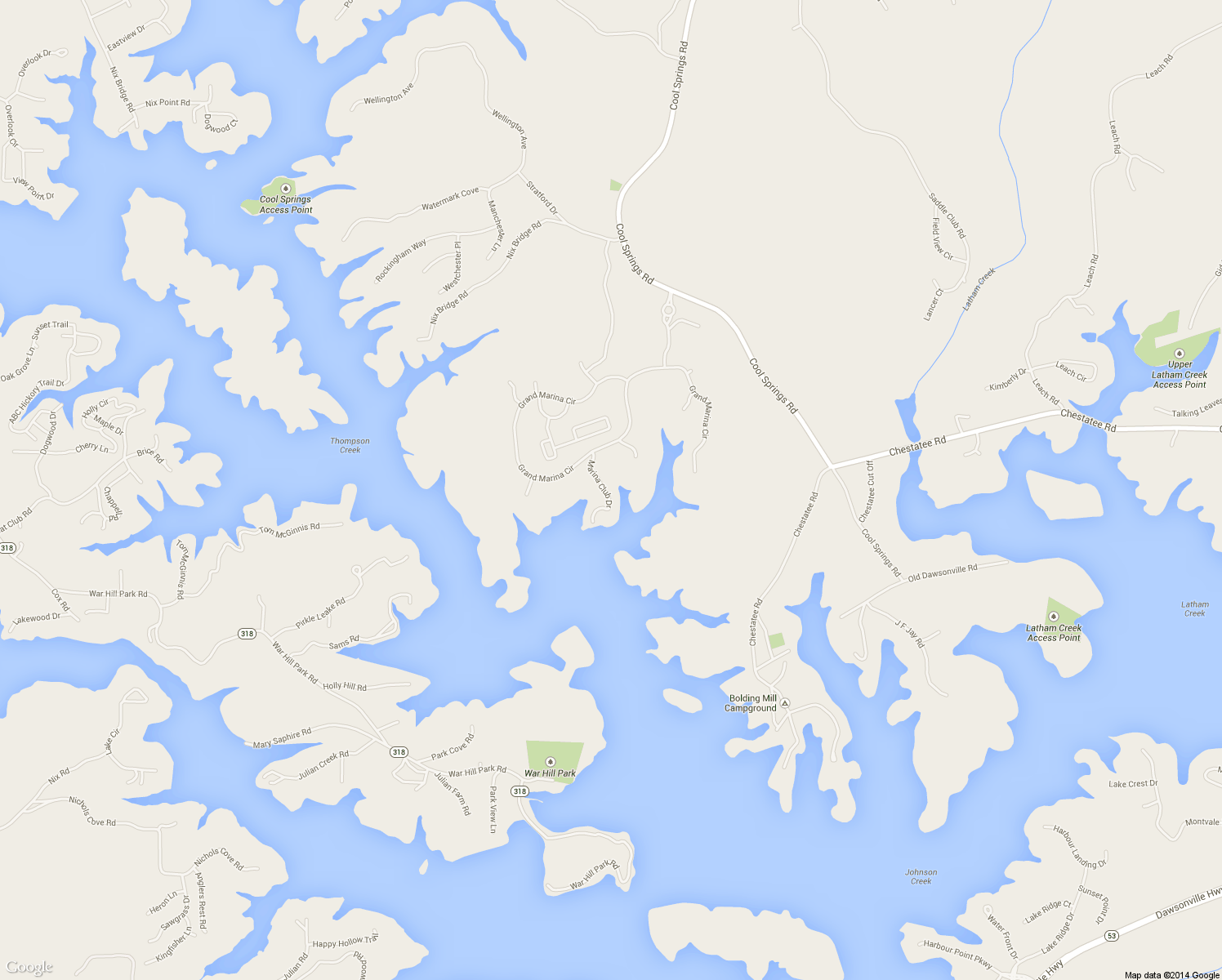 map of restaurants, bars, coffee shops, grocery stores, and more near 6345 Marina Club Drive in Gainesville