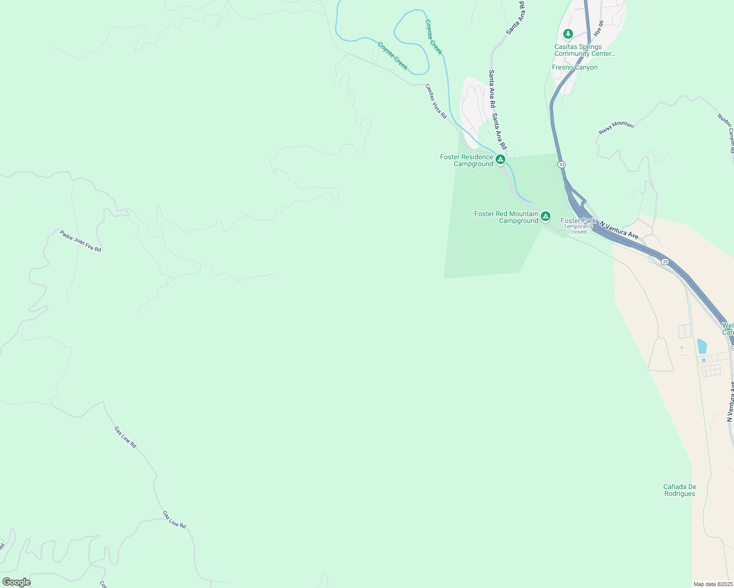 map of restaurants, bars, coffee shops, grocery stores, and more near Red Mountain Fire Road in Ventura