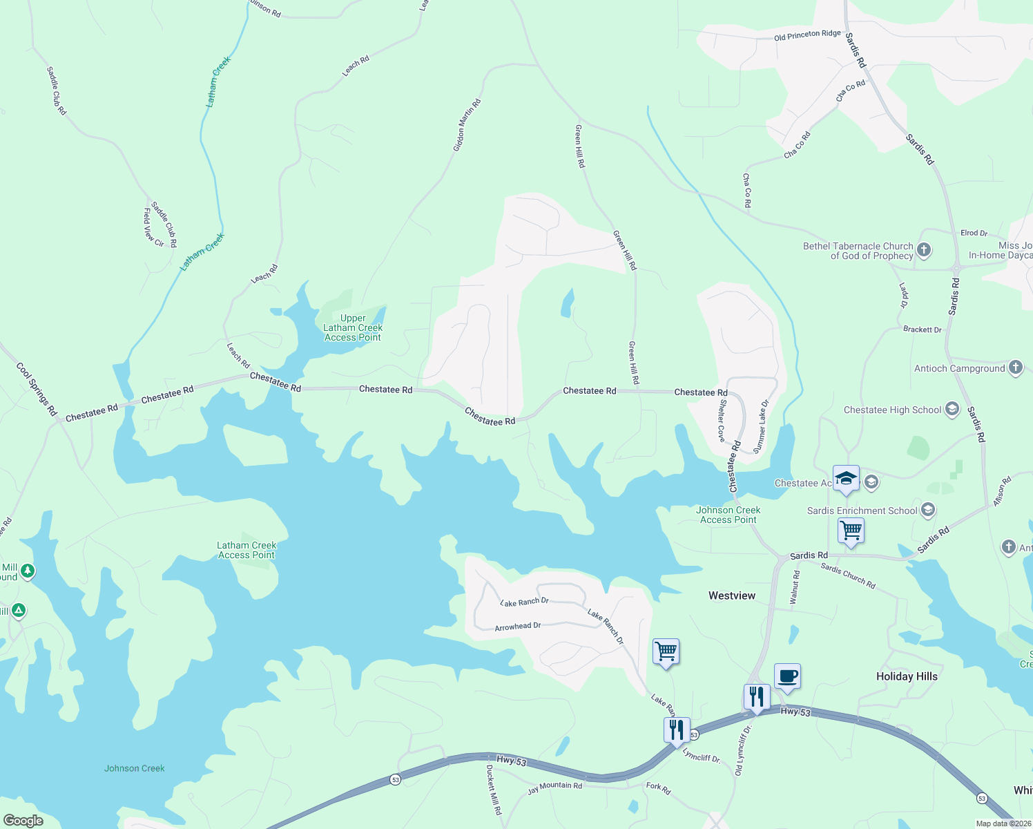 map of restaurants, bars, coffee shops, grocery stores, and more near 3404 Osceola Trail in Gainesville