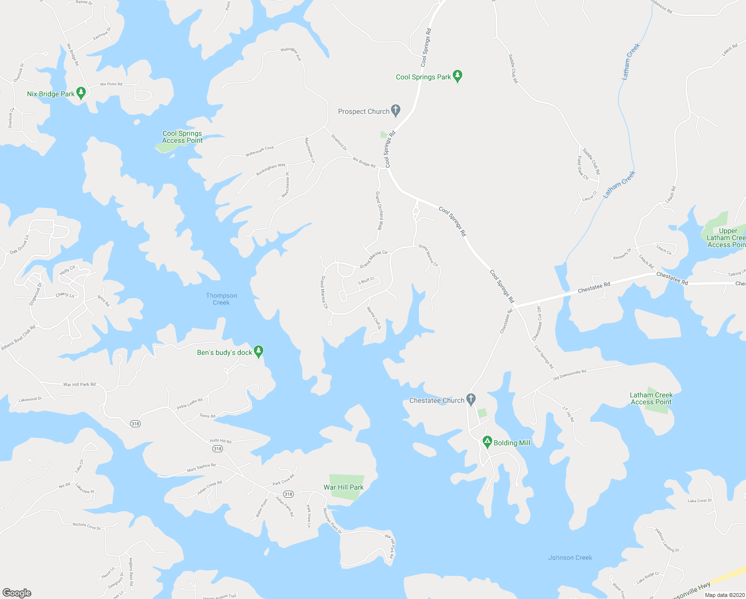 map of restaurants, bars, coffee shops, grocery stores, and more near 6215 Grand Marina Circle in Gainesville