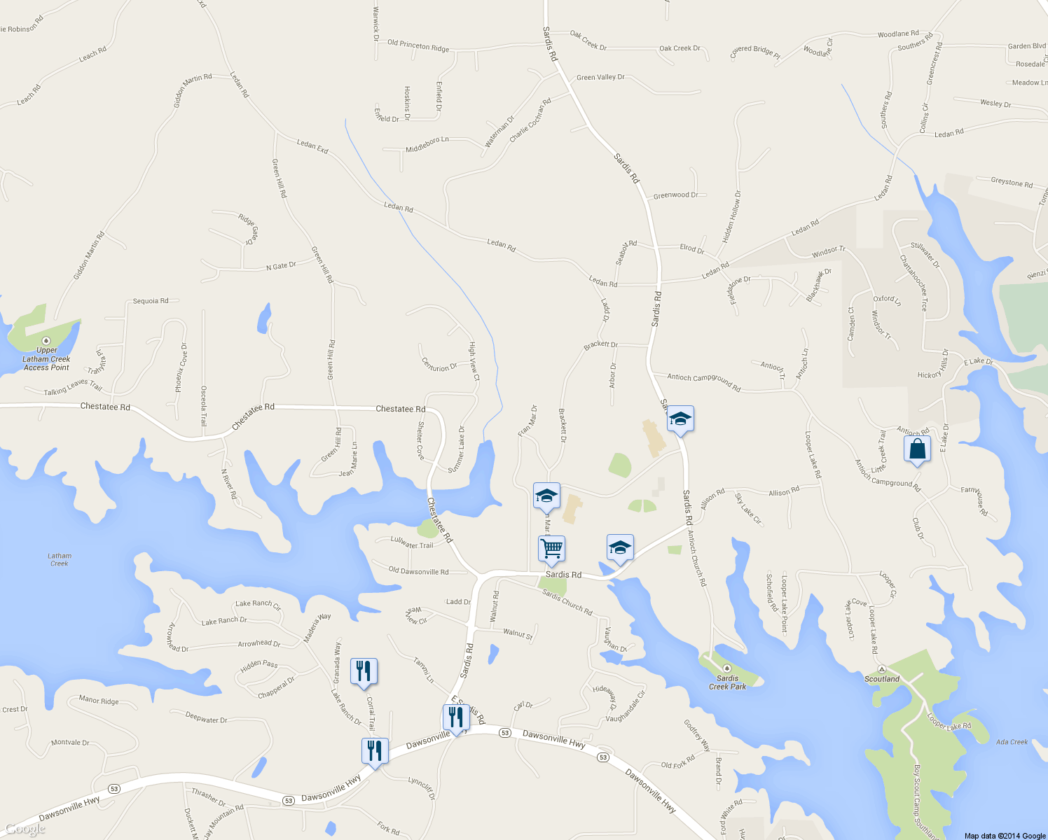 map of restaurants, bars, coffee shops, grocery stores, and more near 2921 Fran Mar Dr in Gainesville