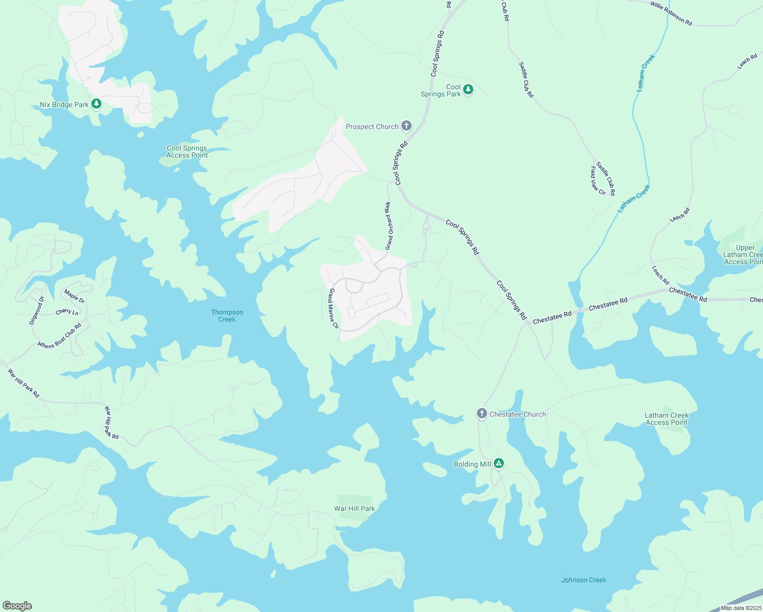 map of restaurants, bars, coffee shops, grocery stores, and more near 6830 South Bluff Court in Gainesville