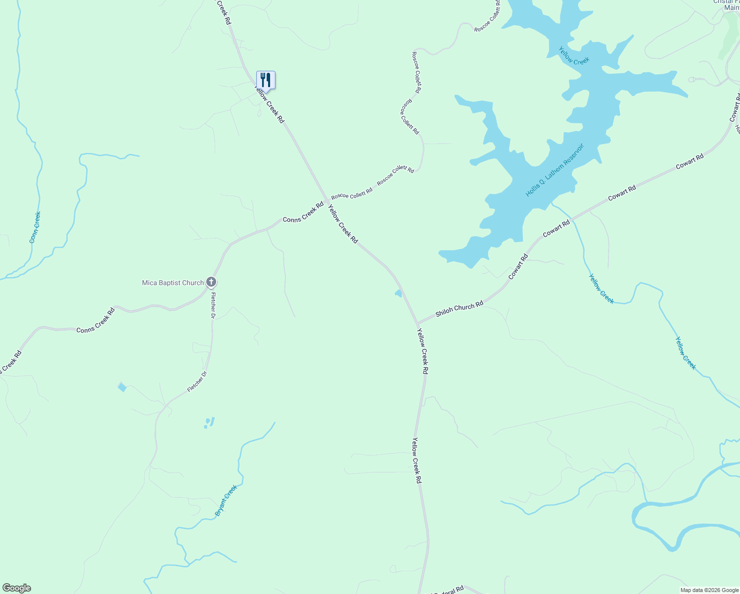 map of restaurants, bars, coffee shops, grocery stores, and more near 4914 Yellow Creek Road in Ball Ground