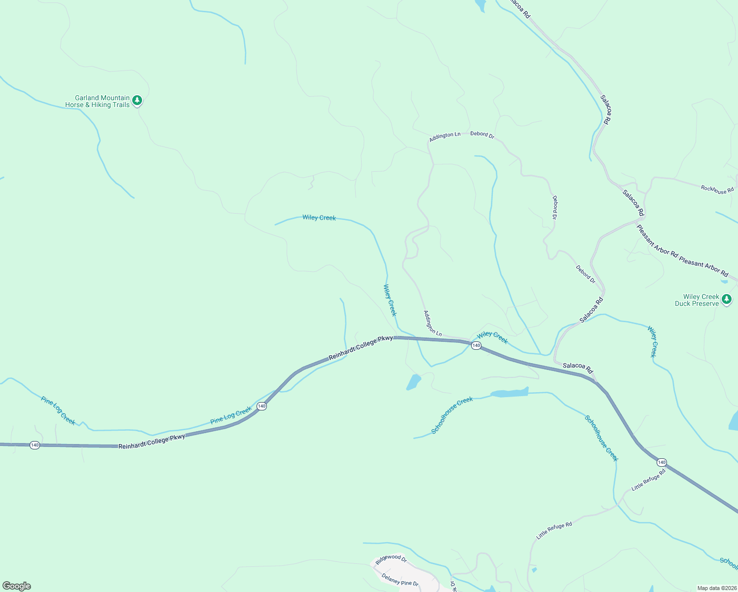 map of restaurants, bars, coffee shops, grocery stores, and more near 260 Garland Mountain Trail in Waleska