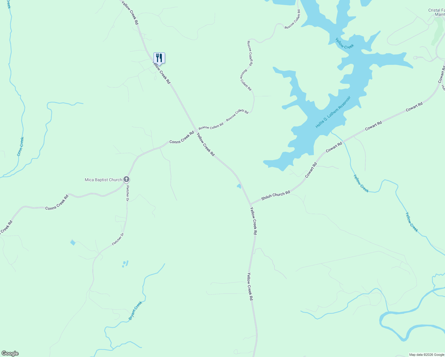 map of restaurants, bars, coffee shops, grocery stores, and more near 4914 Yellow Creek Road in Ball Ground