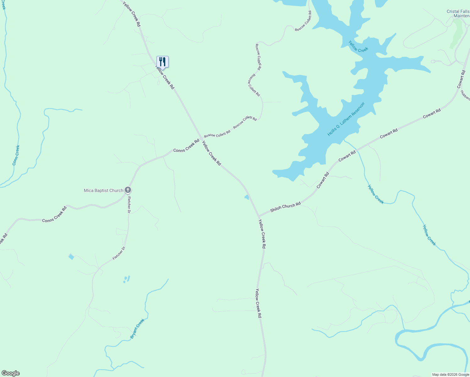 map of restaurants, bars, coffee shops, grocery stores, and more near 4914 Yellow Creek Road in Ball Ground