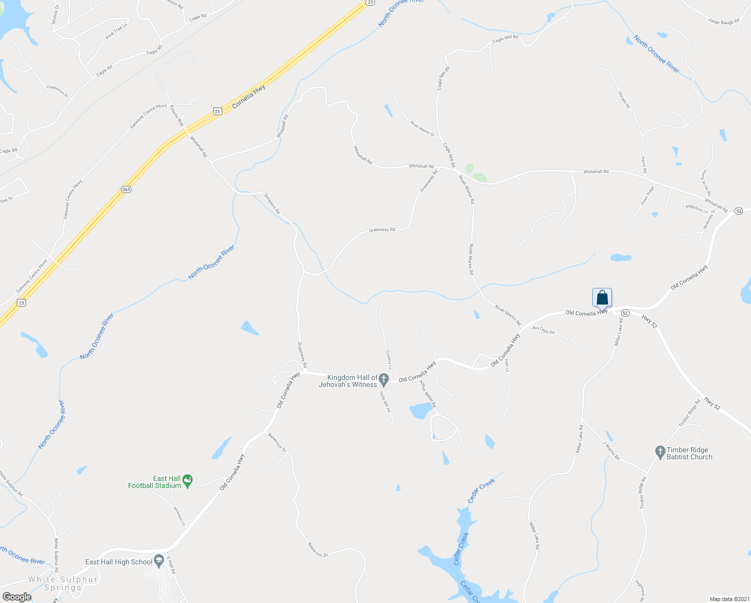 map of restaurants, bars, coffee shops, grocery stores, and more near 4075 Country Lane in Gainesville