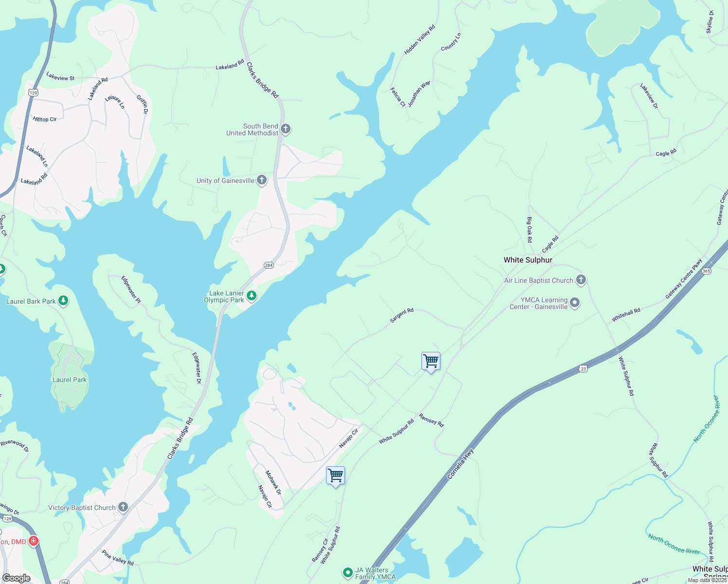 map of restaurants, bars, coffee shops, grocery stores, and more near 2965 Goble Drive Northeast in Gainesville