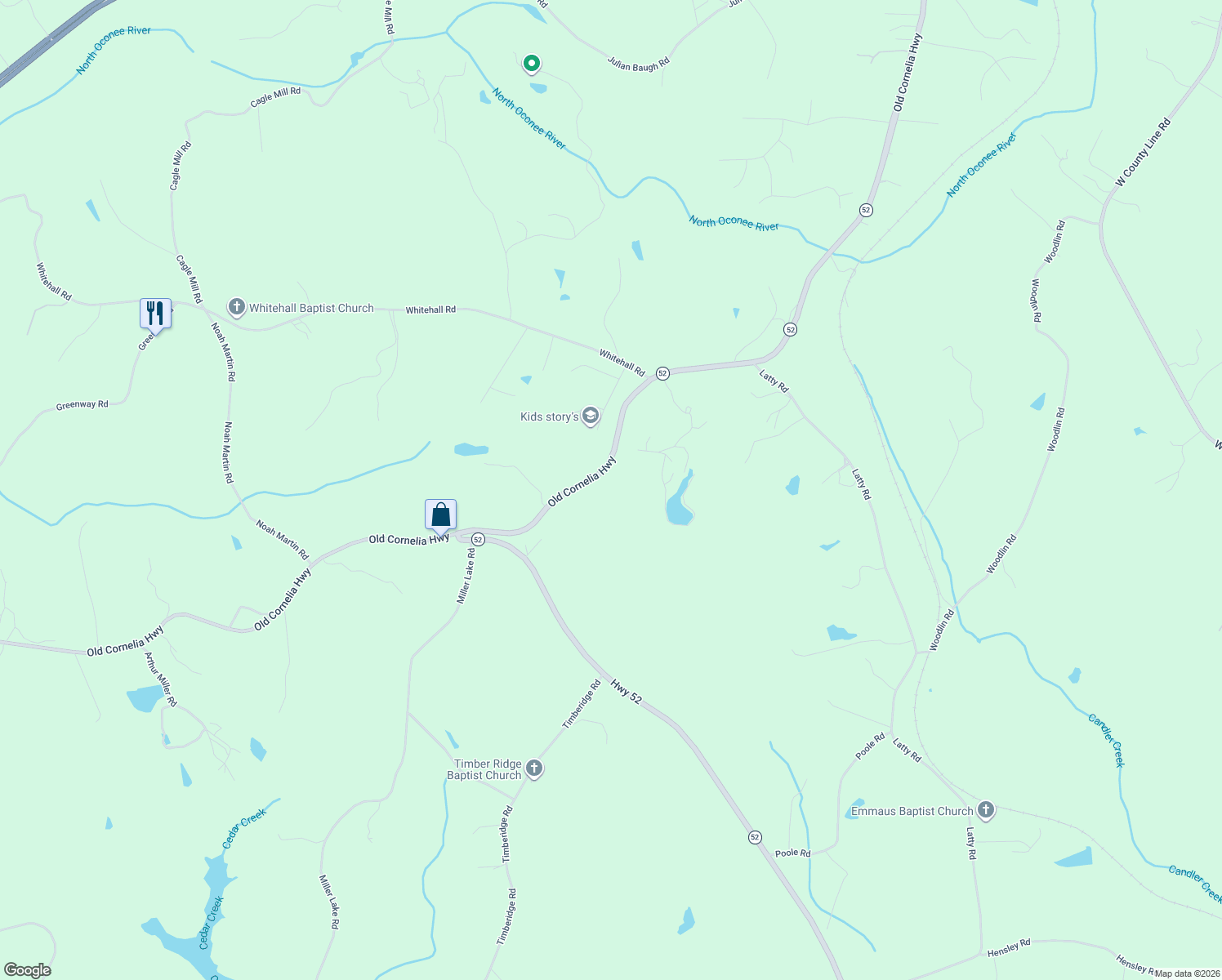 map of restaurants, bars, coffee shops, grocery stores, and more near 4732 Old Cornelia Hwy in Lula