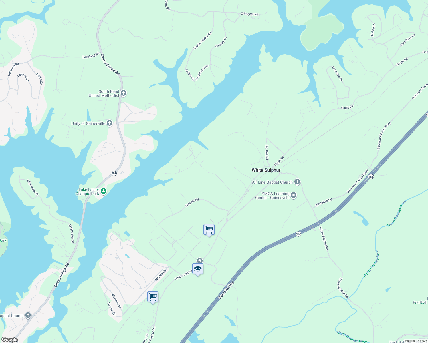 map of restaurants, bars, coffee shops, grocery stores, and more near 3084 Lotheridge Road in Gainesville