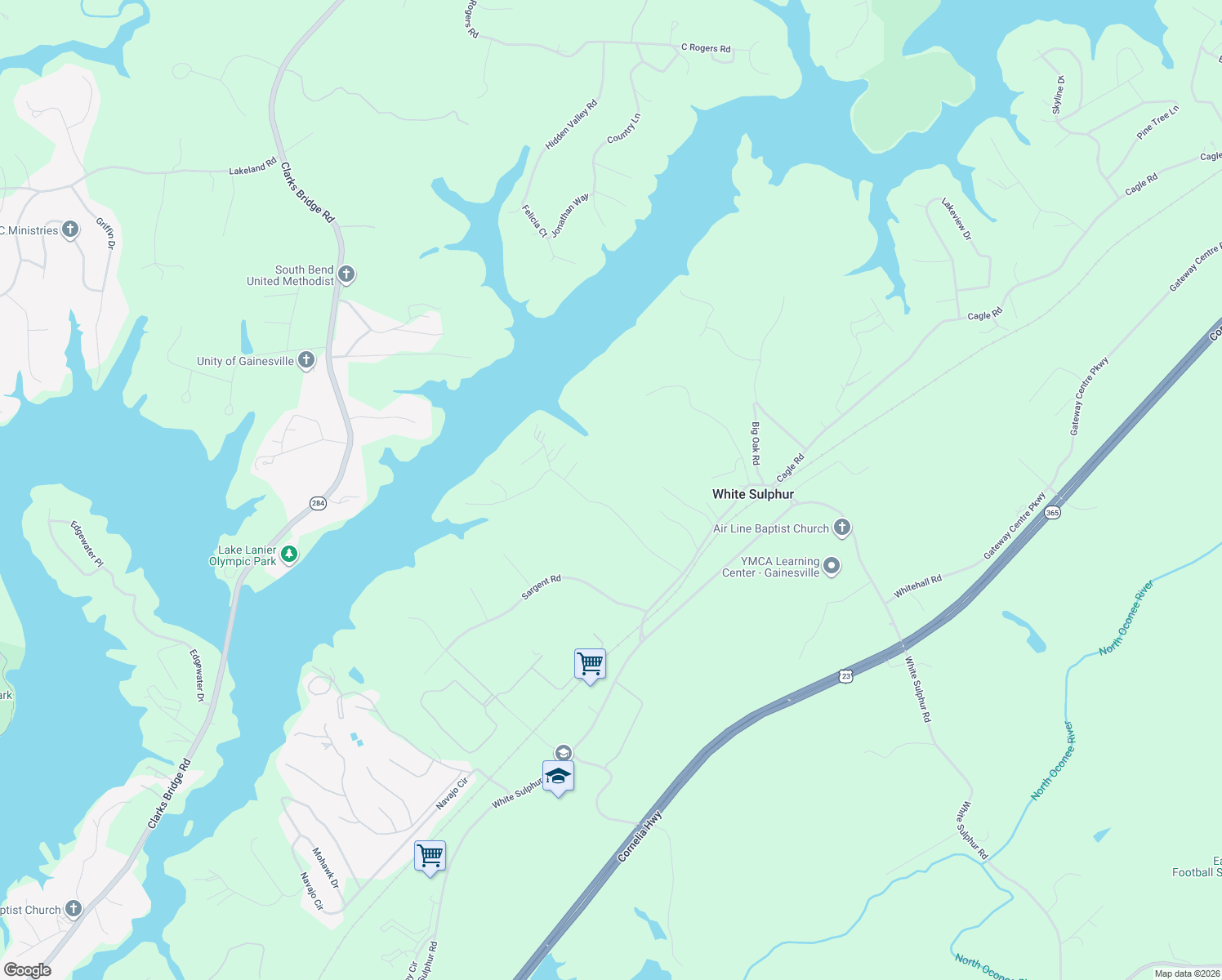 map of restaurants, bars, coffee shops, grocery stores, and more near 3084 Lotheridge Road in Gainesville