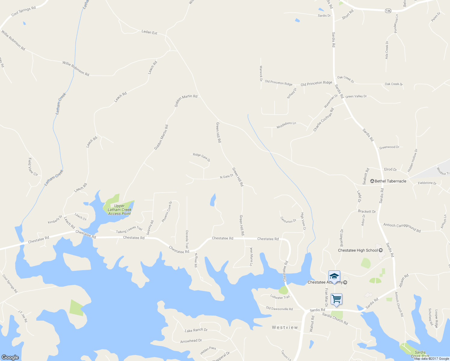 map of restaurants, bars, coffee shops, grocery stores, and more near 4425 North Gate Drive in Gainesville