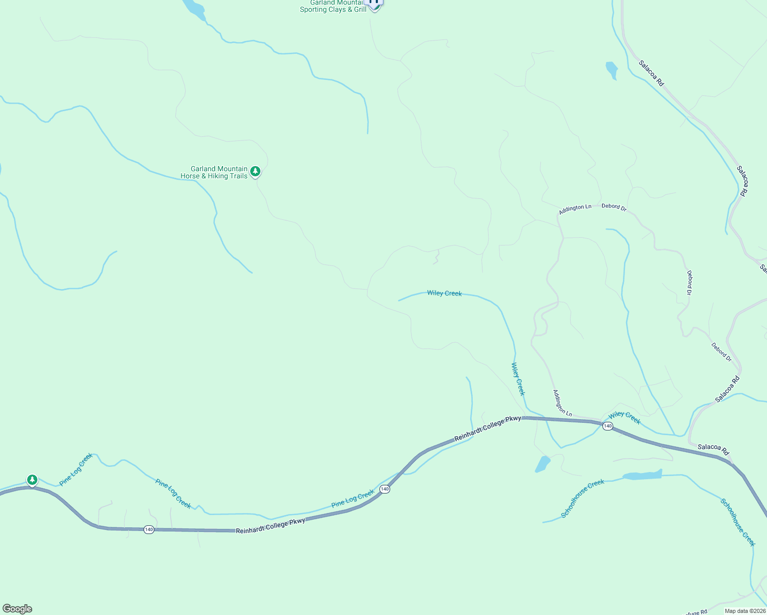 map of restaurants, bars, coffee shops, grocery stores, and more near 1700 Garland Mountain Trail in Waleska