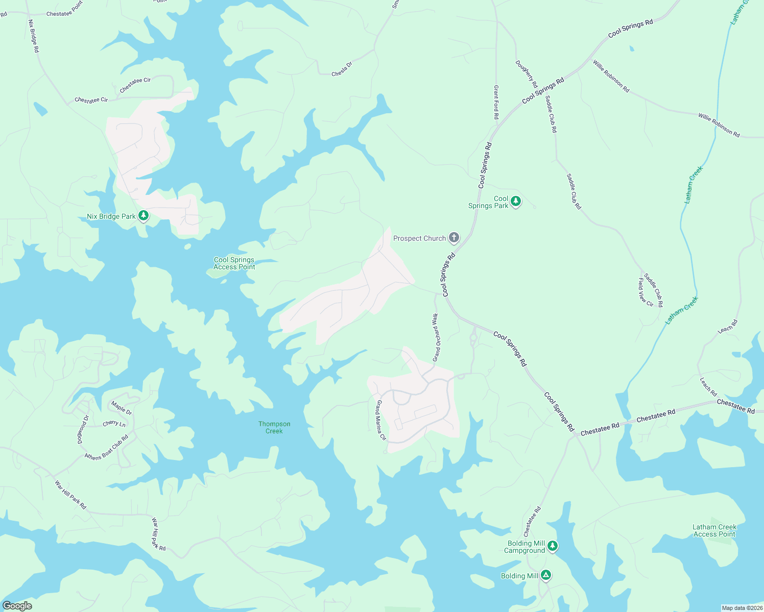 map of restaurants, bars, coffee shops, grocery stores, and more near 5793 Nix Bridge Road in Gainesville