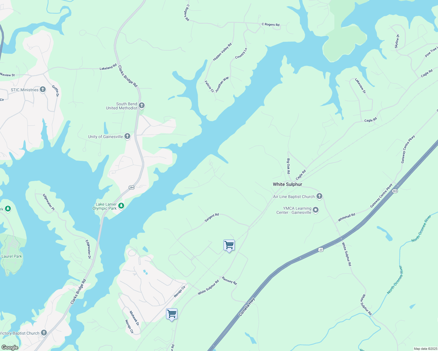 map of restaurants, bars, coffee shops, grocery stores, and more near 3128 Lotheridge Road in Gainesville
