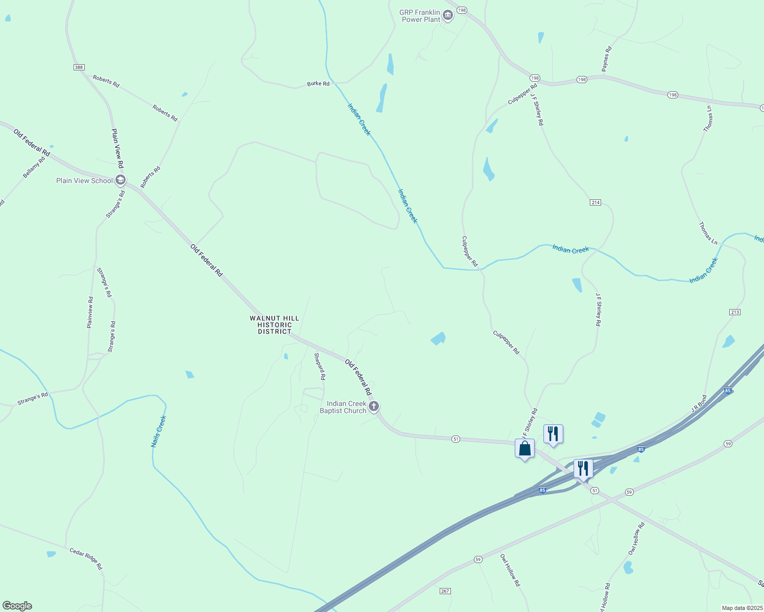 map of restaurants, bars, coffee shops, grocery stores, and more near 287 Betty Lane in Carnesville