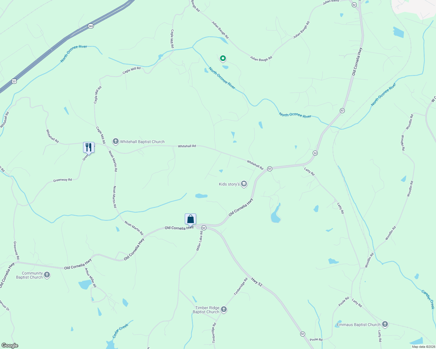 map of restaurants, bars, coffee shops, grocery stores, and more near 5147 Dawn Ridge in Lula