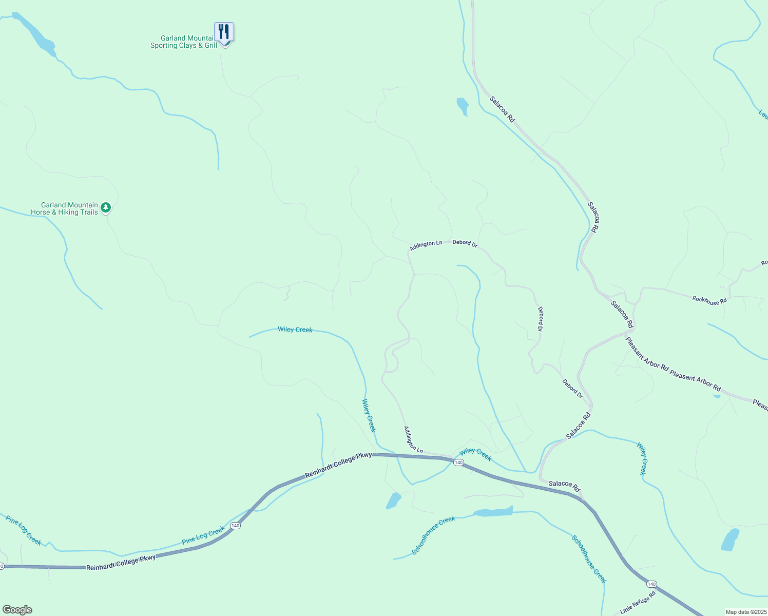 map of restaurants, bars, coffee shops, grocery stores, and more near 1141 Addington Lane in Waleska