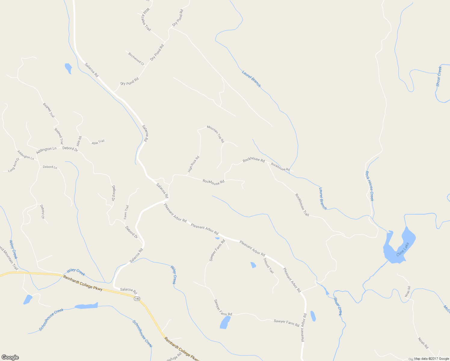 map of restaurants, bars, coffee shops, grocery stores, and more near Rockhouse Road in Cherokee County