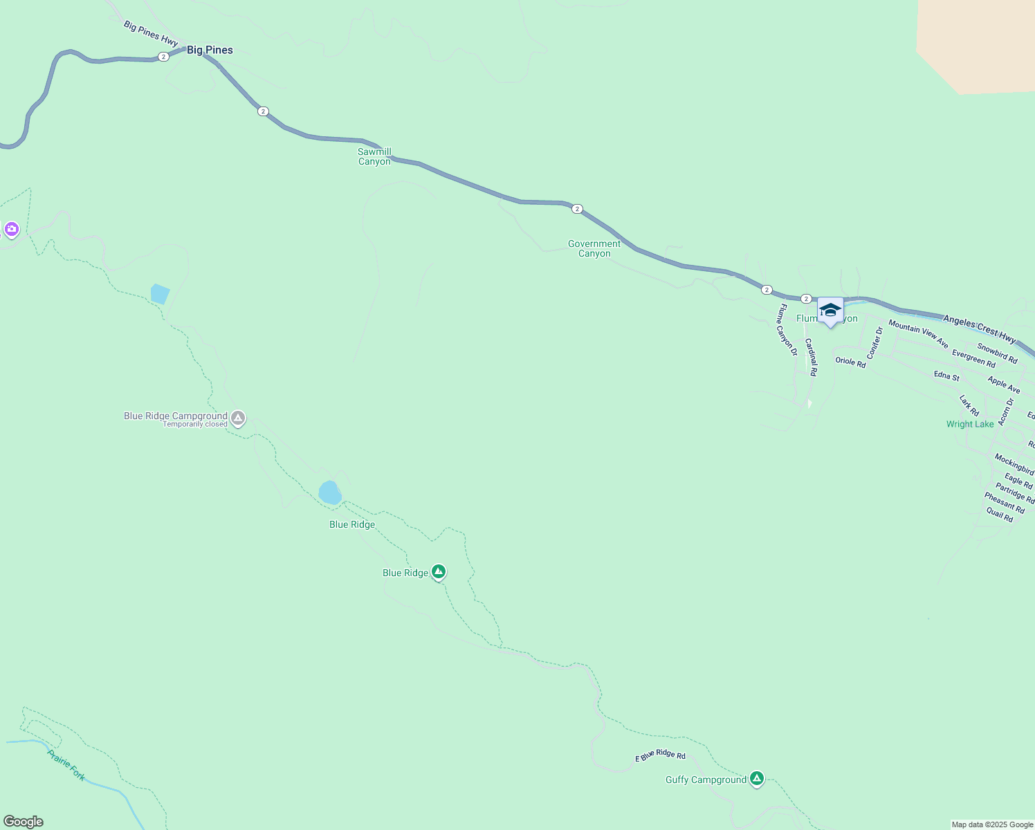 map of restaurants, bars, coffee shops, grocery stores, and more near Pacific Crest Trail in Wrightwood
