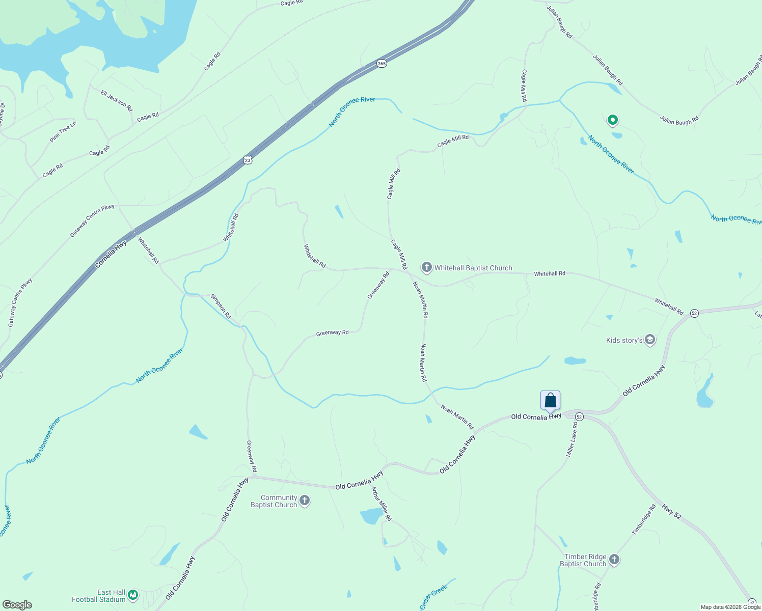 map of restaurants, bars, coffee shops, grocery stores, and more near 4292 Greenway Road in Lula