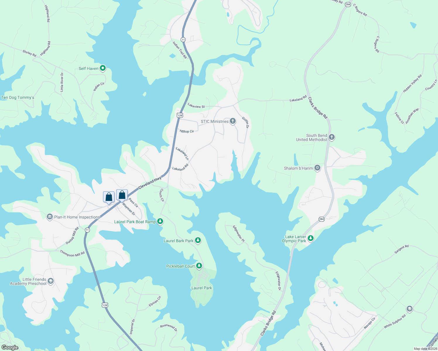 map of restaurants, bars, coffee shops, grocery stores, and more near 3376 Barry Lane in Gainesville