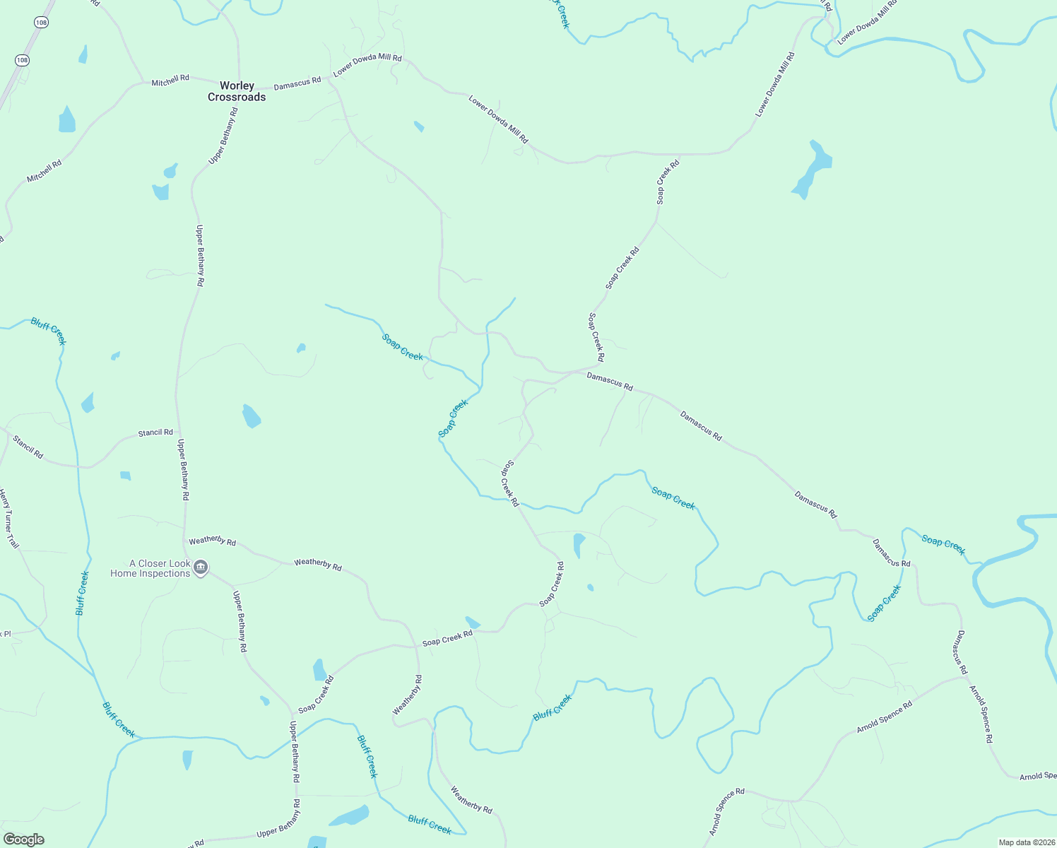 map of restaurants, bars, coffee shops, grocery stores, and more near 2056 Soap Creek Road in Ball Ground