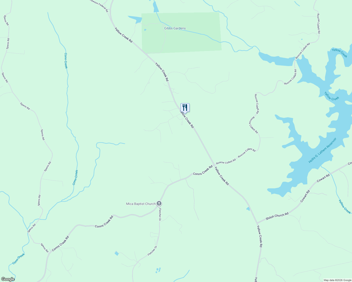 map of restaurants, bars, coffee shops, grocery stores, and more near 340 Yellow Creek Court in Ball Ground