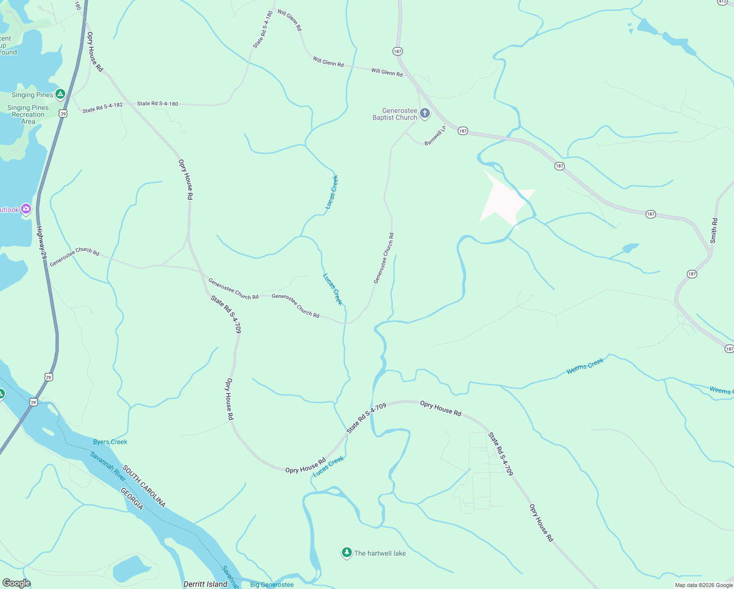 map of restaurants, bars, coffee shops, grocery stores, and more near 611 Generostee Church Road in Starr