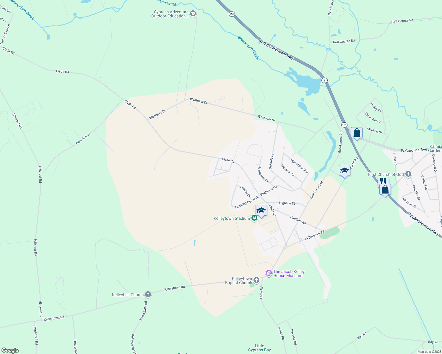 map of restaurants, bars, coffee shops, grocery stores, and more near 516 Freedom Street in Hartsville