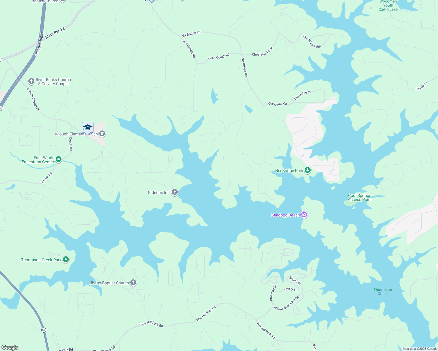 map of restaurants, bars, coffee shops, grocery stores, and more near 69 Winterhawk Cove in Dawsonville