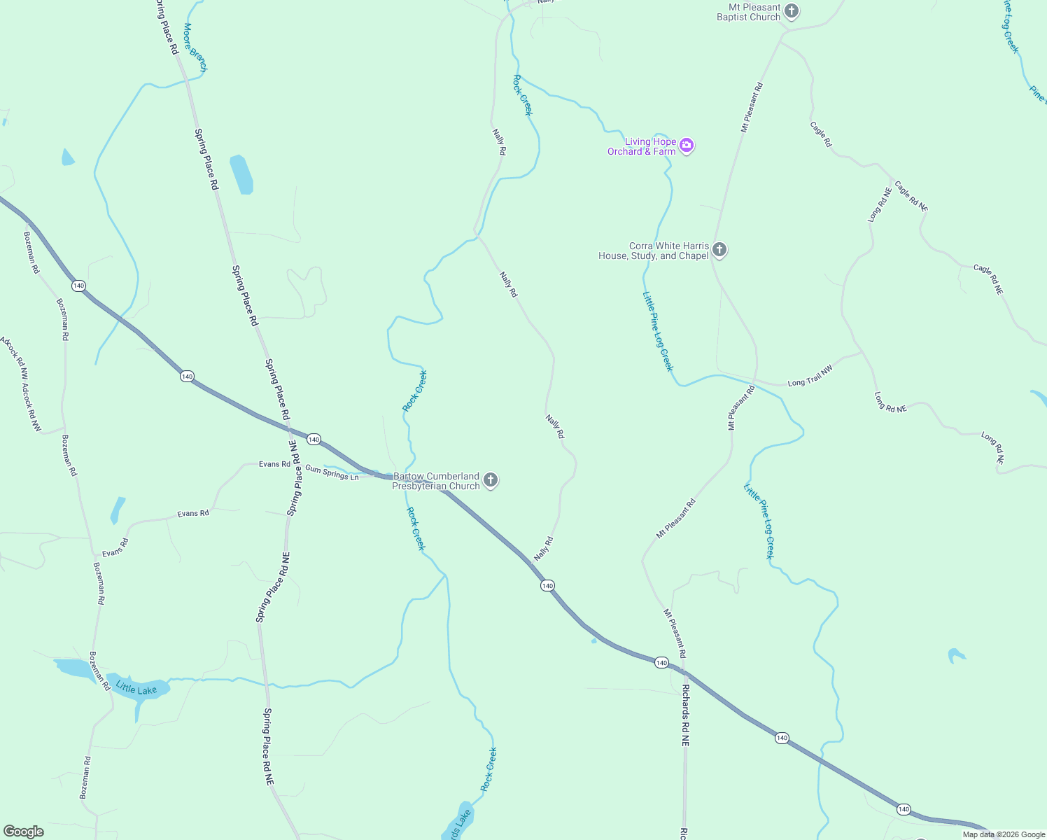 map of restaurants, bars, coffee shops, grocery stores, and more near 59 Nally Road in Rydal