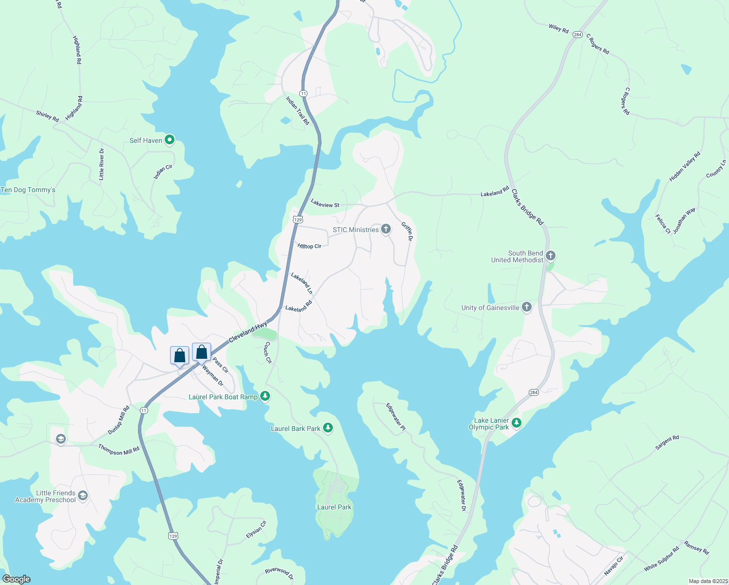 map of restaurants, bars, coffee shops, grocery stores, and more near 3343 Barry Lane in Gainesville